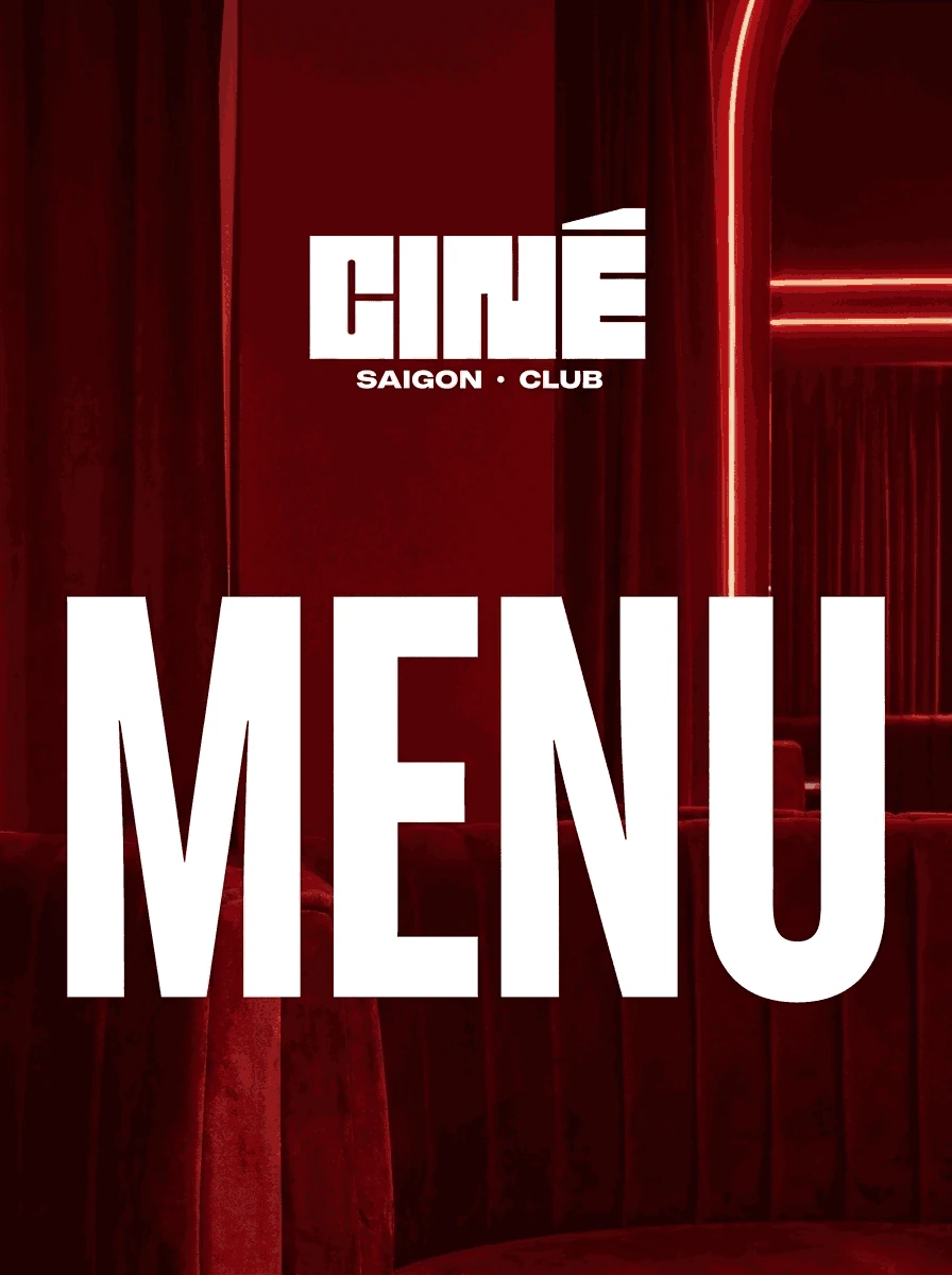 Bìa menu Ciné Saigon — Top 100 nightclub Sài Gòn